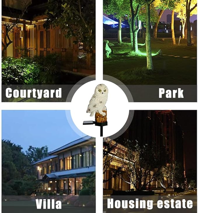 Solar Lights Outdoor, Decorative Animal & Flower Shaped Landscape Lights with Warm/Colorful LED, Auto On/Off Waterproof Solar Powered Decor for Yard Lawn Patio Gift Idea (Warm-Owl-1Pack)