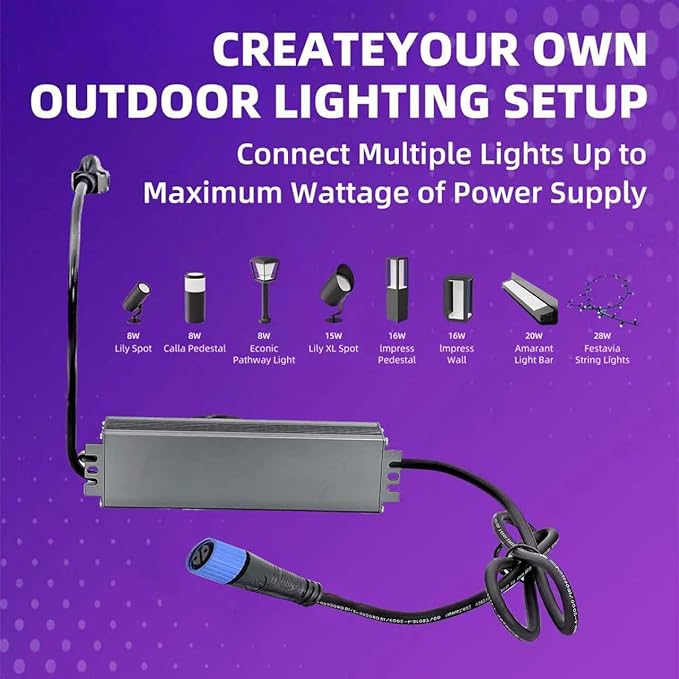 Waterproof Power Supply for Philips Hue Outdoor Lighting, 24V 60W Power Adapter, Compatible with Lily Spot, Lily XL, Calla Pathway, Impress Lights