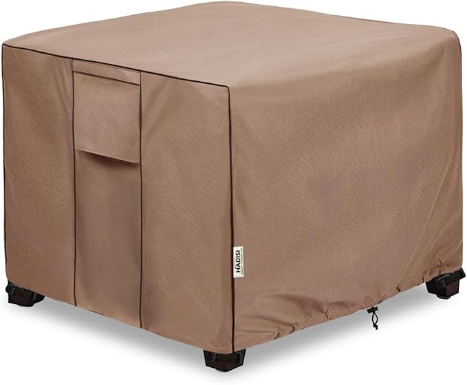 Patio Ottoman Cover Waterproof Square Outdoor Small Side Table Covers,25" W x 25" D x 18" H,Outdoor Rectangular Waterproof Table Cover(Brown)