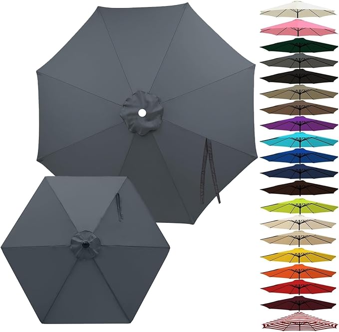 Outdoor Umbrella Replacement Canopy, Patio Umbrella Replacement Top Cover, Outdoor Umbrella Replacement Cloth, 6.5-13.1ft Waterproof UV-Resistant Fabric, for Garden Pool, Canopy Only