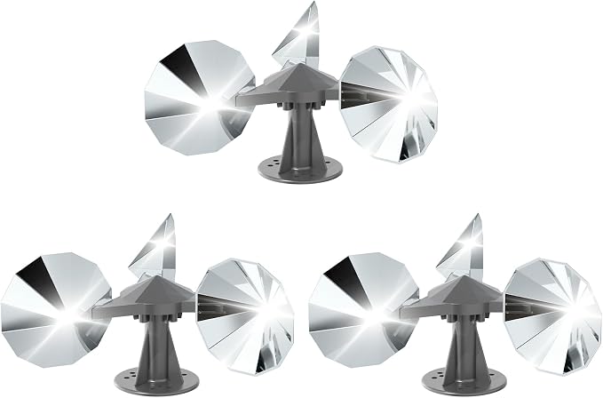 OFFO 3 PCS Bird Scare Reflective Device, Bird Reflector with Plastic Base for Outside, Keep Pigeon Woodpeckers and Sparrows Away for Outdoor Boats Roofs Gardens