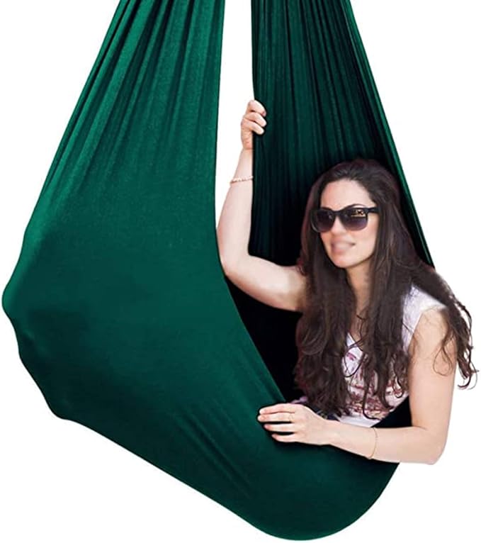 Indoor Sensory Therapy Swing Set Hanging Cuddle Hammock Chair for Kids Children Special Needs ADHD Autism Toys Up to 200kg (Color : Dark Green, Size : 150 x 280 cm)