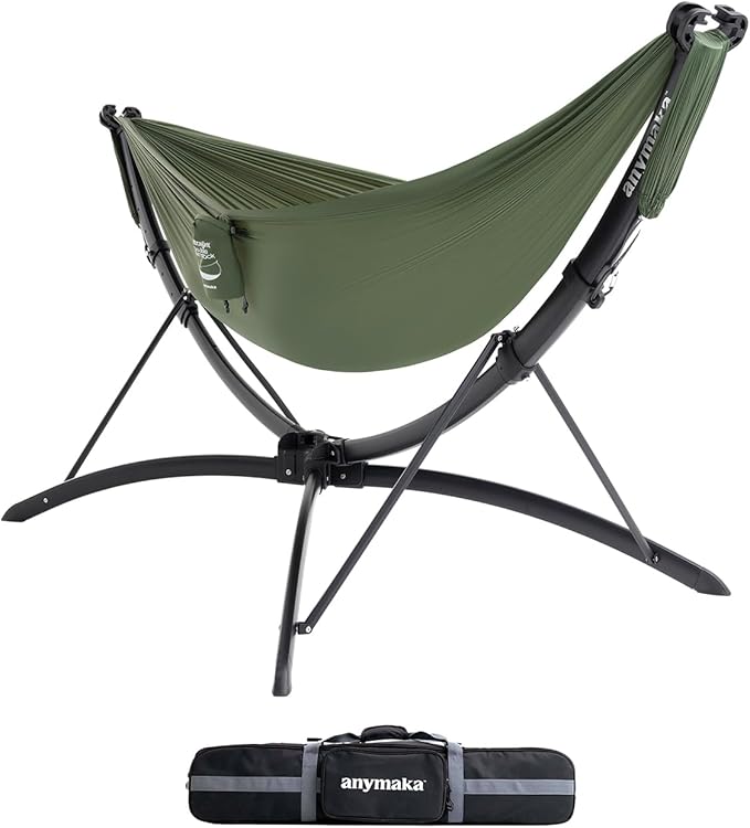 anymaka Set Up in 3 Seconds Adjustable Portable Aluminum Alloy Hammock Stand for Outside with Chair Mode & Lounge Mode up to 105''