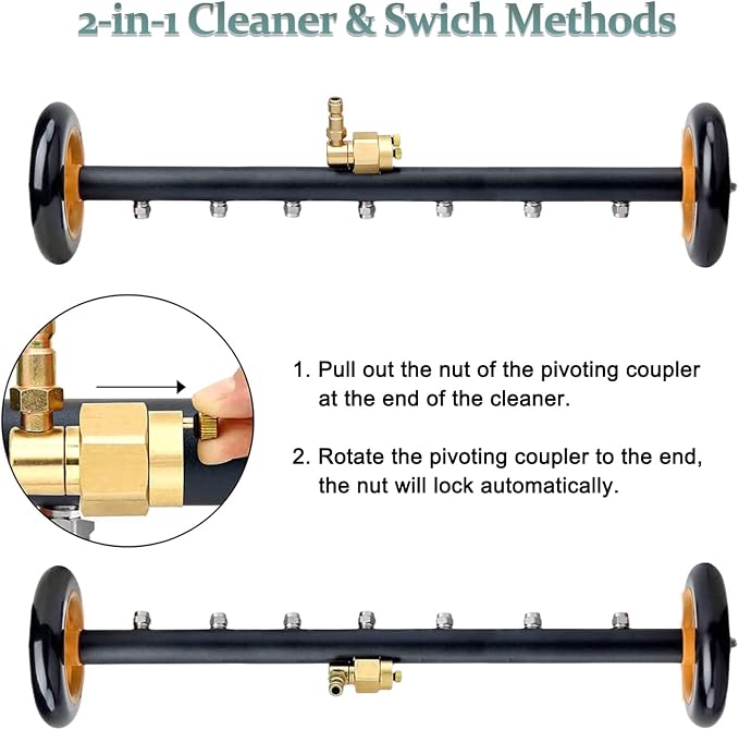 Pressure Washer Undercarriage Cleaner, Upgrade Extended 24 Inch Power Washer Surface Cleaner Attachments with 7 Nozzles, UnderCar Wash Water Broom w/ 2 Pcs Extension Wand 1 Pc 75°Angled Wand 4000 PSI