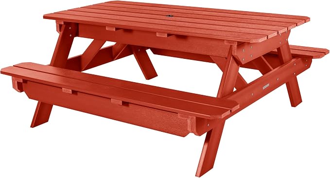 Highwood Hometown Picnic Table, 6 Foot, Rustic Red