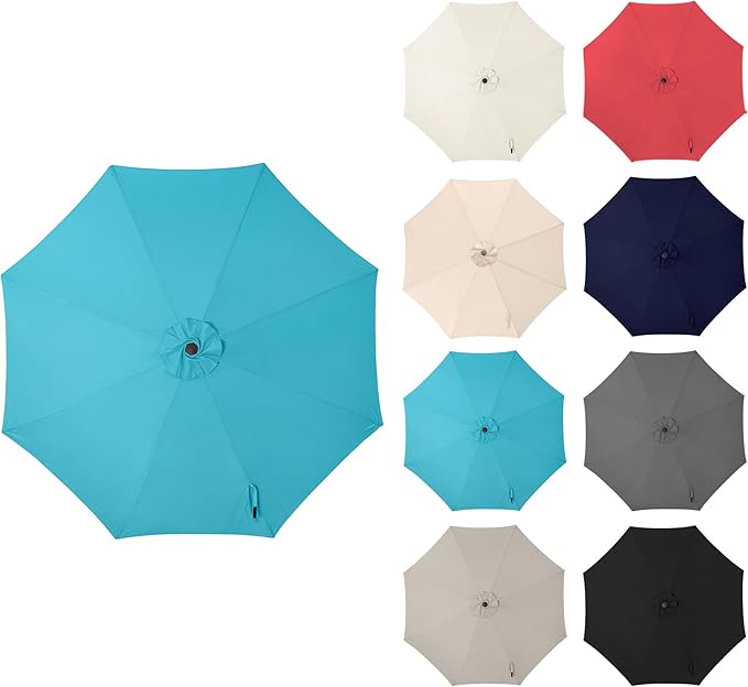 10ft Outdoor Patio Umbrella - Table Umbrella Waterproof UV Protection, Sombrillas de Patio with Push Button Tilt, Sun Umbrella for Pool, Porch, Garden, Deck, Backyard (Aqua Blue)