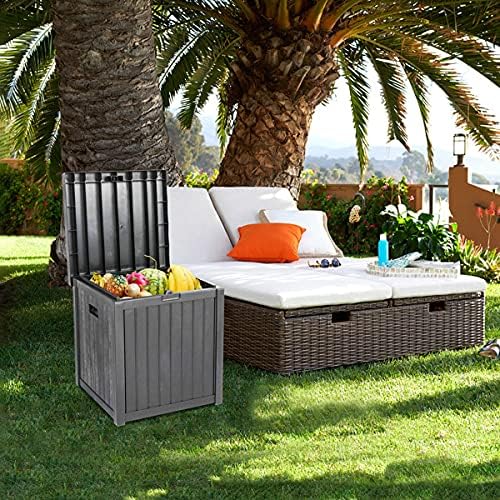 51 Gallon Outdoor Storage Box, Weather-Resistant Plastic Resin Deck Box with Wheels and Waterproof, Patio Garden Furniture Box Easy to Move and Assemble (Grey, 51-Gallon)
