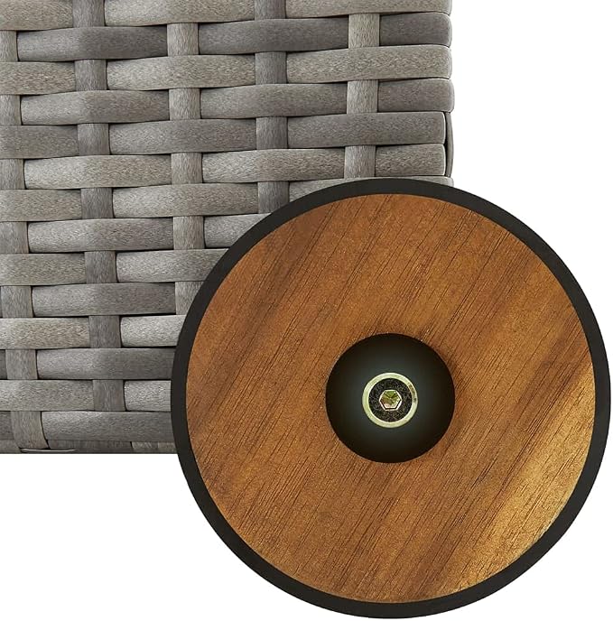 Outdoor Storage Box with Wheels 47.2x25.6x24 Inch Light Gray Poly Rattan Deck Box for Patio Garden Furniture, Cushion Organizer with Wooden Handle and Gas Lift Lid