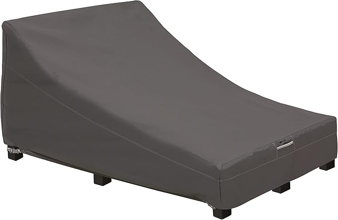 Classic Accessories 55-454-015101-EC Ravenna Water-Resistant 80 x 55 Inch Double Wide Patio Chaise Lounge Chair Cover,Taupe,Double Wide Chaise Lounge, Patio Furniture Covers