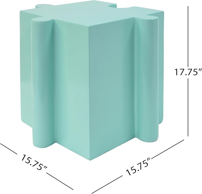 Christopher Knight Home Daton Interlocking Puzzle Outdoor Side Table, Lightweight Concrete Patio Coffee Table, Convex Edge MGO Modular End Table, Creative Set Up for Indoor&Outdoor Use, Mint Green