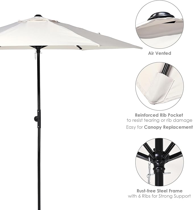 Yescom 7.5ft Outdoor Bistro Market Table Umbrella for Restaurant Cafe Rental Patio 250th Celebration Lawn Party Event Shade Yard Deck Railing Parasol