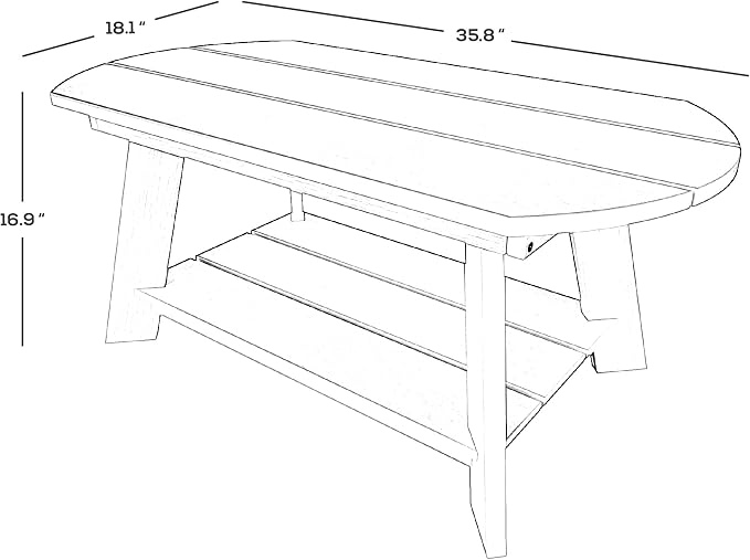 WestinTrends Tuscany Outdoor Coffee Table, All Weather HIPS 2 Tier Patio Adirondack Coffee Table, Black