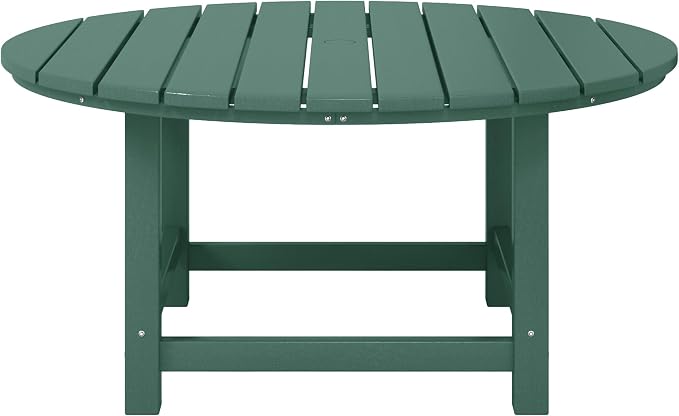 WestinTrends Malibu Low Outdoor HDPE Round Patio Coffee Table, Dark Green