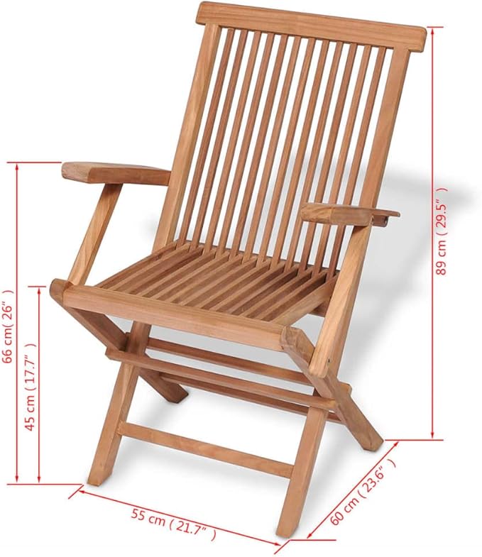 5 Piece Folding Outdoor Dining Set, Porch Furniture Set Front Porch Furniture Bistro Set Patio Conversation Set for Garden Piazza Poolside Negotiation Area Solid Teak Wood