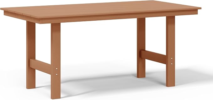 WestinTrends Ashore Outdoor Modern HDPE 66" Wide Rectangle Patio Dining Table for 6, Teak