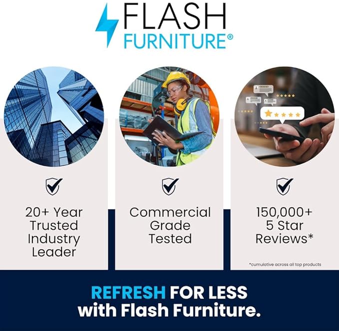 Flash Furniture Oia Commercial Grade 35.5" Square White Indoor-Outdoor Steel Patio Table Set with 4 Round Back Chairs
