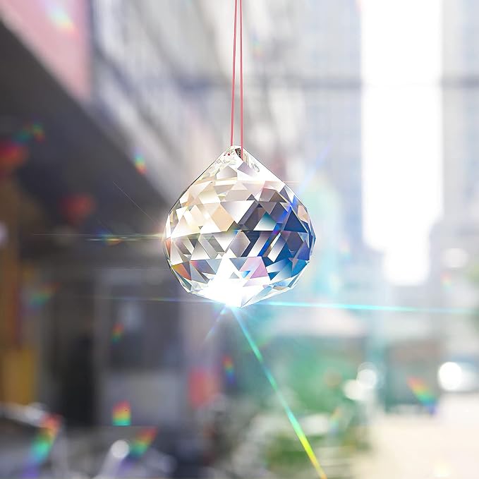 MerryNine 60mm Clear Crystal Ball Prism Sun Shine Catcher Rainbow Pendants Maker, Hanging Crystals Prisms for Windows, for Feng Shui, for Gift(60mm/2.36" 1pack)