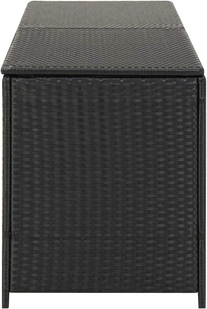 Garden Storage Box Indoor/Outdoor Storage Container and Gardening Tools - Store Items on Patio, Garage, Yard.Poly Rattan 78.7"x19.6"x23.6" Black