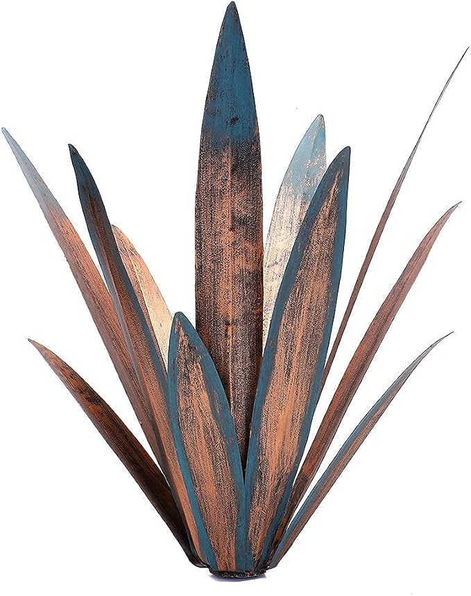 Jesokiibo 2pcs Tequila Rustic Sculpture DIY Metal Agave Plant Home Decor Rustic Hand Painted Metal Agave Garden Ornaments Outdoor Decor Figurines Home Yard Decorations Stakes Lawn Ornaments…