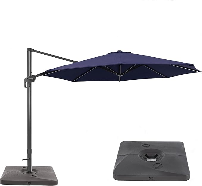 FLAME&SHADE 11 ft Cantilever Offset Patio Umbrella, Large Heavy Duty Outdoor Patio Umbrella Aluminum 360° Rotation Round Outdoor Umbrella for Deck,Pool,Backyard