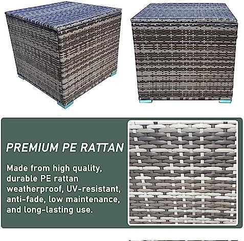Outdoor Rattan Storage Box, Waterproof 333L Deck Box with Lid, Weatherproof Wicker Storage Basket with Gas Pressure Spring