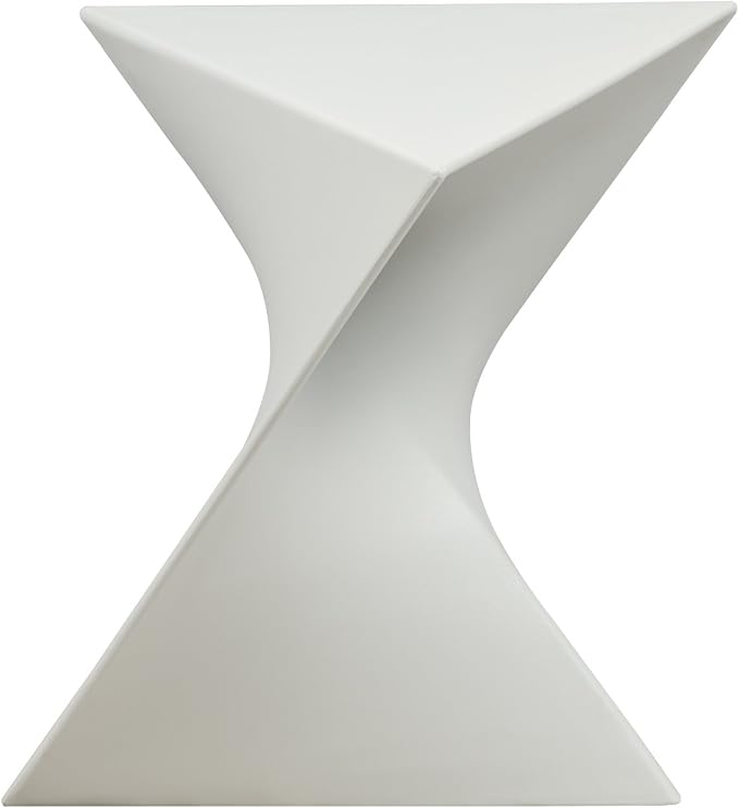 LeisureMod 15.75" Triangular Side Table, Stackable Plastic Accent End Table for Indoor & Outdoor Use, Weather-Resistant Modern Patio & Living Room Table, White