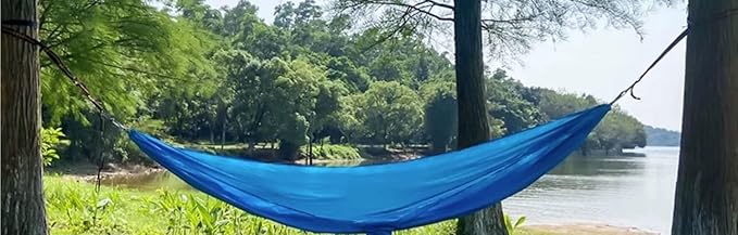 Portable Hammock,Canvas Hammock,Hammocks for Outside Rollover Prevention Yard Garden Backyard Canvas Fabric Hammocks Hanging Swing Bed for Patio Travel Hiking Hammock Camping 180KG (Color : Blue, Si