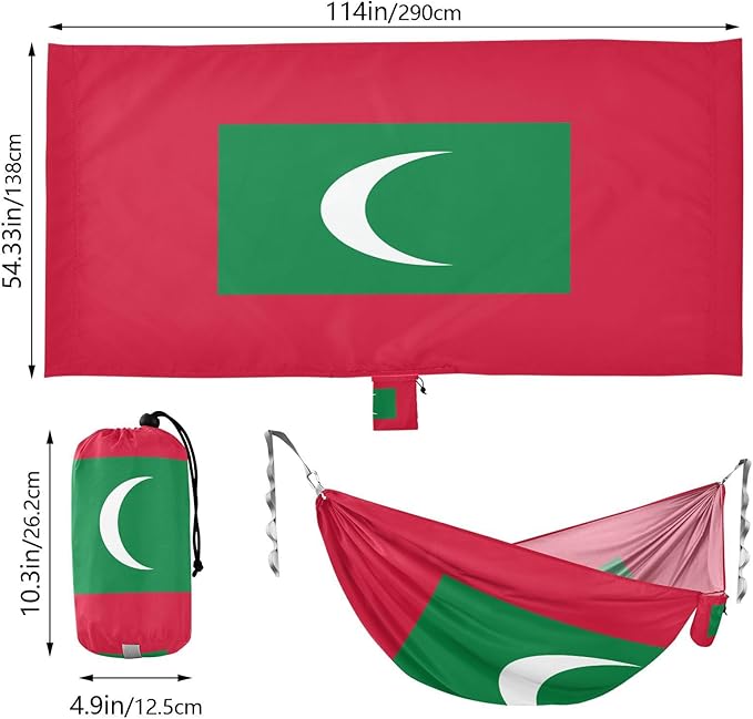 National Flag of Maldives Hammocks with Portabl Carry Bag Backyard Hammock for Indoor Outdoor Patio