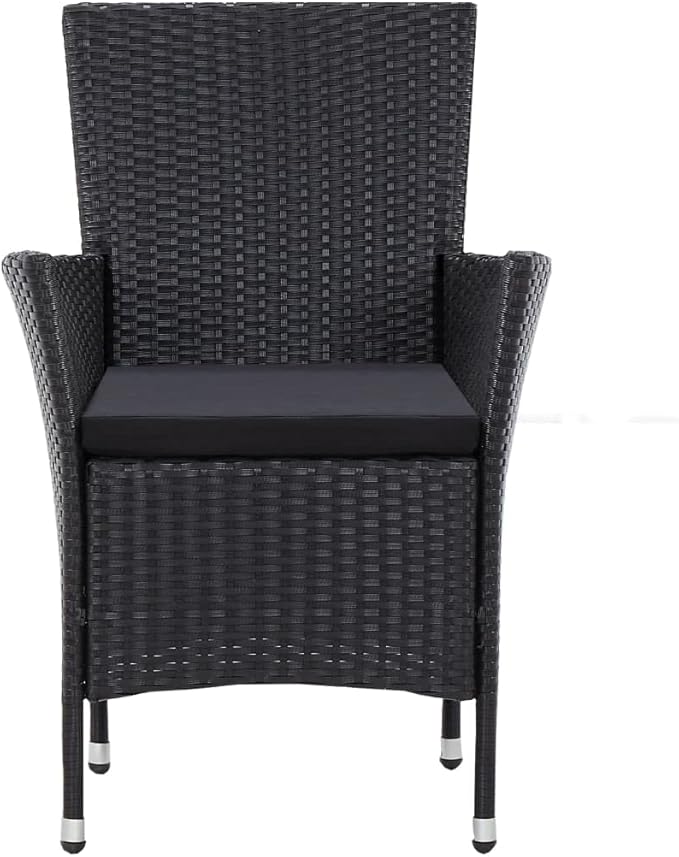 5 Piece Patio Dining Set, Porch Furniture Set Outdoor Lounge Sets Patio Conversation Set Sectional Sofa for Piazza Exhibition Negotiation Area Poolside Poly Rattan Black