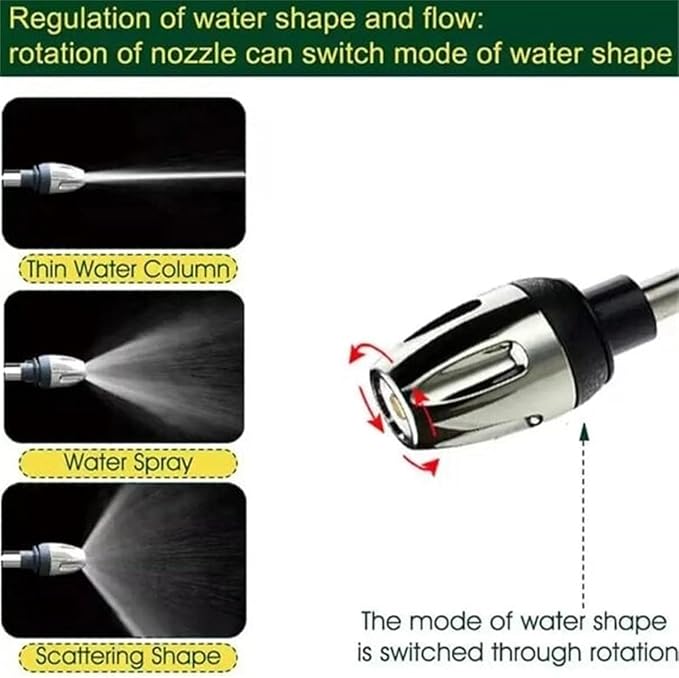 Pressure Washer, Cordless Pressure Washer, with Spray Nozzle, Turn Any Hose Into A High-Pressure Water Jet, with 360° Rotating for Three Spray Modes with Foam Pot (No Water Pipe)