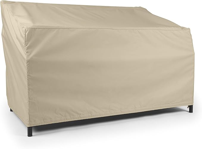 Covermates Elite Outdoor Patio Sofa Cover – Water-Resistant 300D Polyester, Double-Stitched Seams, Elastic Hem, Auto-Locking Drawcord & Mesh Vent for Moderate Weather, 94W x 40D x 40H, Khaki