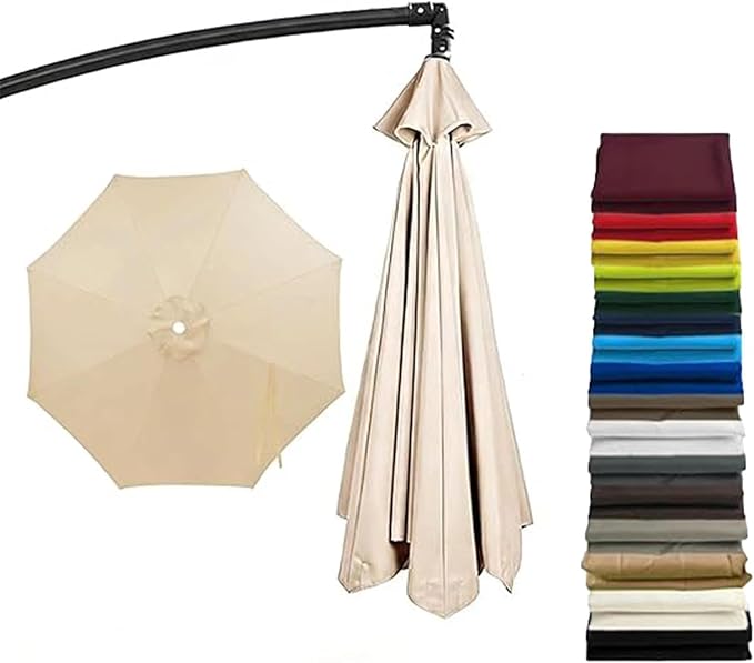 Cantilever Umbrella Replacement Canopy, Patio 8 Ribs Sun Umbrella Cover UV 50+ Protection Waterproof Cantilever for Garden, Backyard, Pool