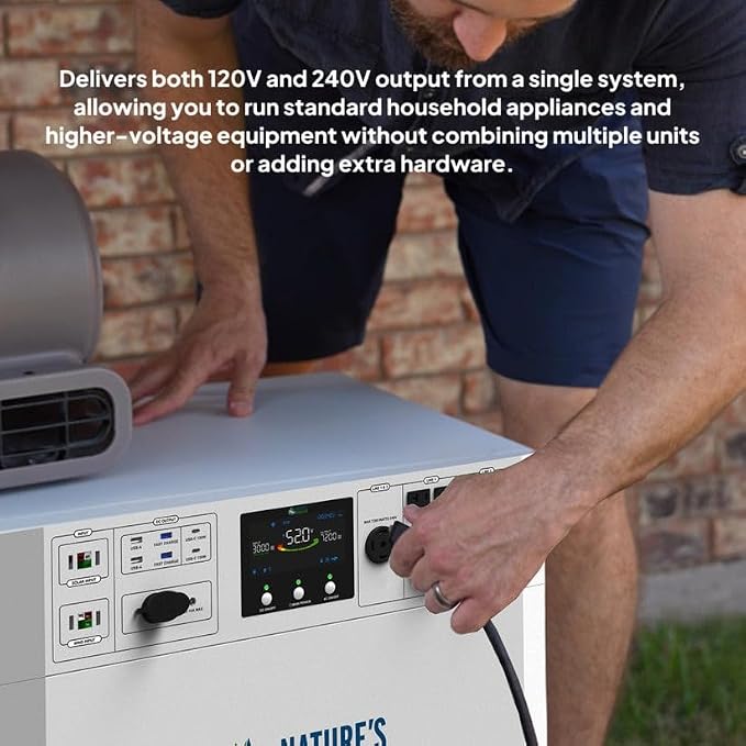 Nature’s Generator Powerhouse Gold WE System: 4800Wh Powerhouse + Two 410W Power Panels + 500W Wind Turbine,120VAC and 240VAC Pure Sine Wave Address Home Power Requirements