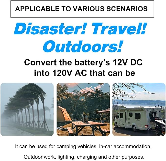5000 Watt Pure Sine Wave Power Inverter, 12V DC to 110V/120V AC Converter 10000W Peak, with Remote Control LCD, 4 AC Outlets & USB Port & Hardwire Terminal, for Car Truck RV Camping Solar System EPS