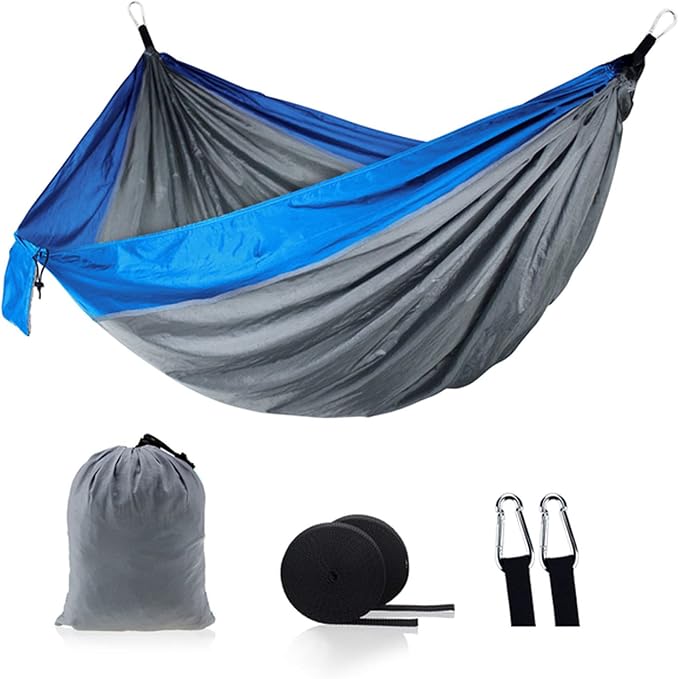 NOBRIM Camping Hammock Anti-Tear Durable Hammock Double Portable Safety Parachute Hammock with 2 Tree Straps for Adventure Travel Kit