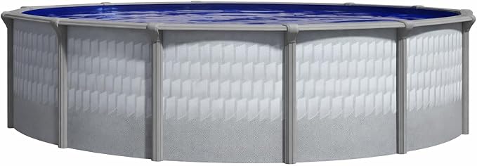 Lake Effect Pools 'Testudo' 30 ft Round Above Ground Swimming Pool | 52 Inch Resin Protected Steel Sided Walls | Bundle Includes: 25 Gauge Overlap Liner & Widemouth Skimmer