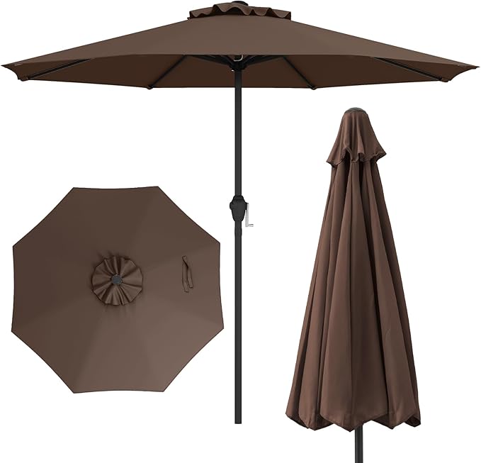 8.5 FT Patio Umbrella Outdoor Table Umbrella, Market Umbrella with Crank Handle, 8 Sturdy Ribs, Air Vent & Sun-Protective Canopy, Parasol for Garden, Backyard, Deck & Pool