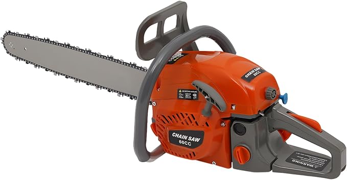 22inch Gas Chainsaw, 3.75HP 60CC 2-Stroke Gasoline Chainsaw, Air Cooled Pull Start Top Handle Gas Powered Chain Saw Petrol Chainsaw with Automatic Chain Lubrication for Trees, Wood Cutting