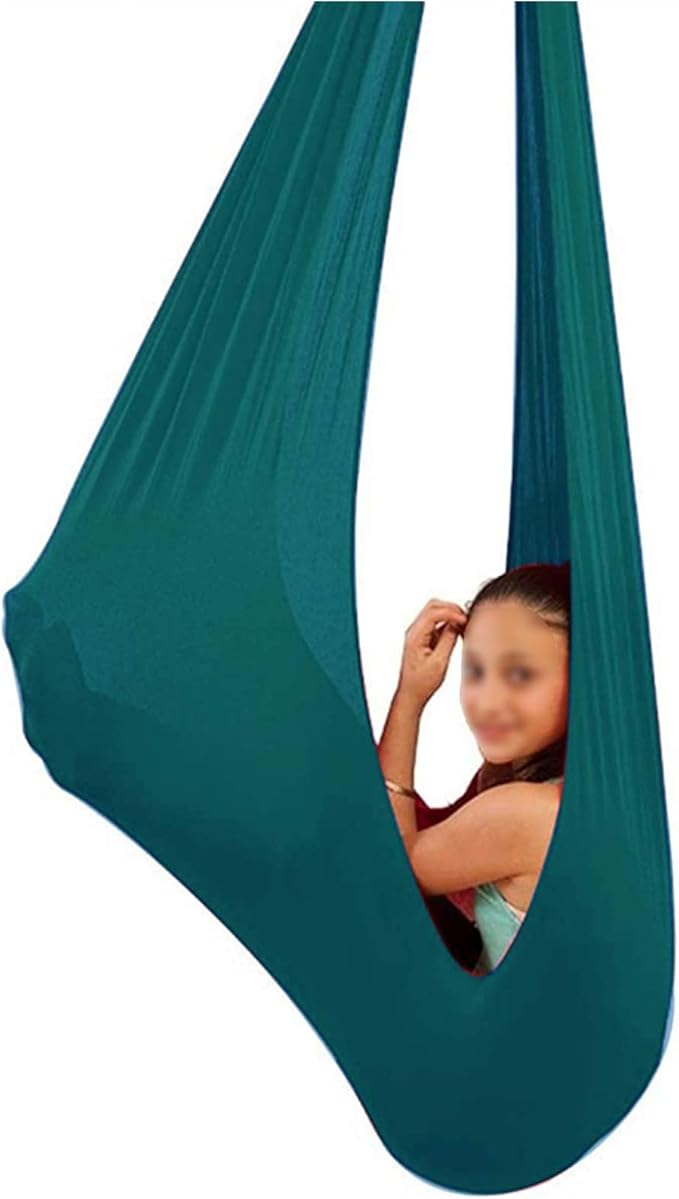 Adjustable Therapy Swing Kids Sensory Cuddle Ultra Soft Children Hammock with Special Needs Autism ADHD ADD Aspergers Sensory Integration (Color : Dark Green, Size : 100 x 280 cm)