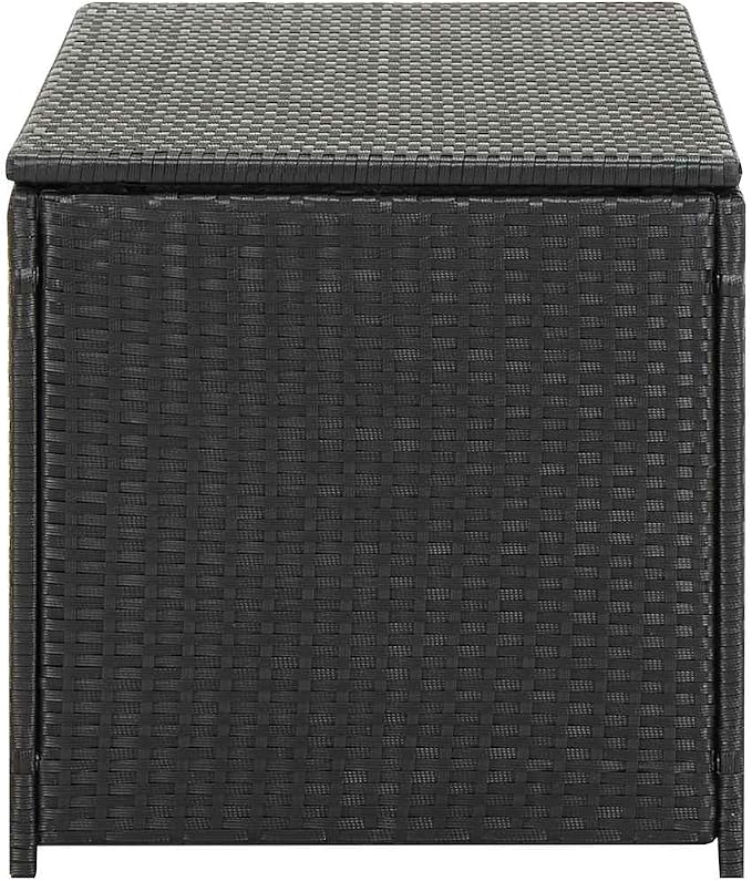 Poly Rattan Patio Storage Box Black 39.3x19.6x19.6 Inches Durable Outdoor Deck Box for Garden Pool and Patio Furniture Storage