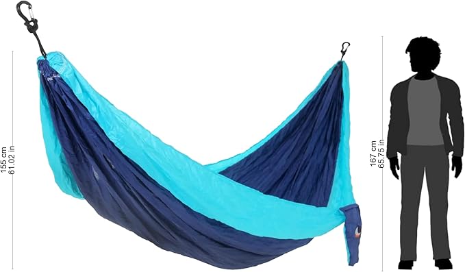 NOVICA Navy Blue with Turquoise Trim Parachute Portable 1 Person Camping Hammock with Hanging Straps, 'Sea Dreams' (Single)