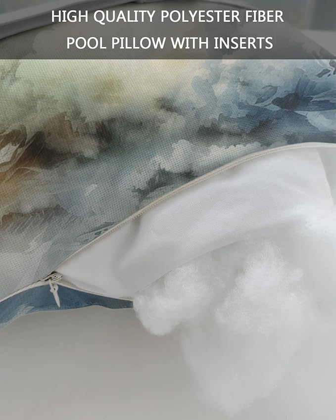 Outdoor Pillows Covers with Inserts Abstract Art Clouds and Sky Waterproof Recliner Pillow with Adjustable Strap Throw Pillows for Patio Furniture Pool Lounge Chair, 11x16 inch, 1PCS