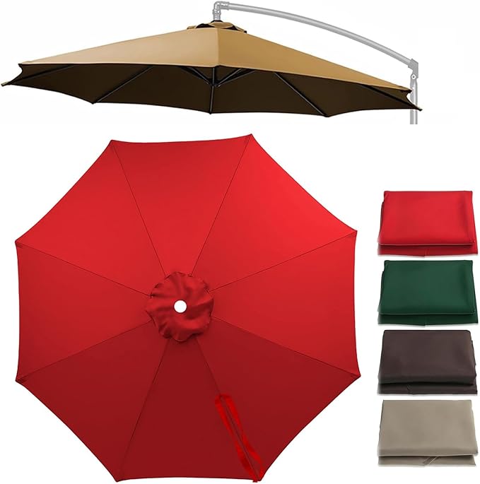 Cantilever Umbrella Replacement Canopy 7.5ft/9ft/10ft/11ft 6/8 Ribs, Fade Resistant Outdoor Offset Patio Umbrella Fabric Cover, Waterproof Shade Top for Deck