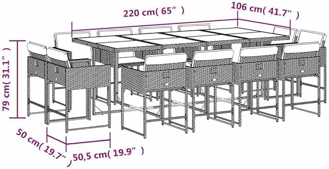 13-Piece Outdoor Dining Set Beige PE Rattan Patio Furniture Set Modern Elegance for Garden and Patio