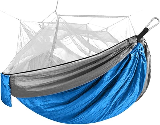 Travel Camping Double Hammock, with Mosquito Net Portable Parachute Nylon Hammock, Light Quick Drying Outdoor Hammock, for Outdoor Indoor Camping (Color : B, Size : 260x140cm)