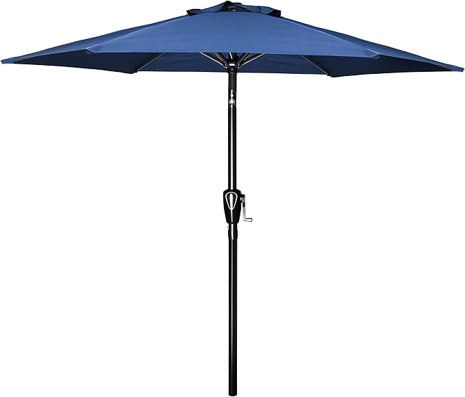 Simple Deluxe 7.5ft Patio Umbrella Outdoor Table Market Yard Umbrella with Push Button Tilt/Crank, 6 Sturdy Ribs for Garden, Deck, Backyard, Pool, Blue