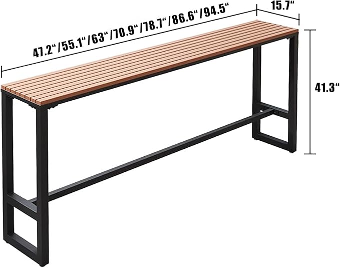 Modern Trestle Outdoor Bar Table, Waterproof, Rectangular, White, 70.9'L x 15.7'W x 41.3'H