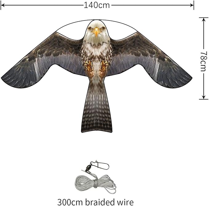 Birds Scaring Hawk Flying Kite Professional Pigeon Scarer only Kite(Brown-Grey)