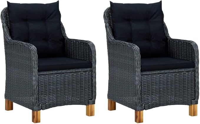 3 Piece Patio Lounge Set with Cushions Poly Rattan Dark Gray, Outdoor Patio Sectional, Outdoor Sofa Set, Furniture Conversation Sets, Outdoor Porch Furniture for Balcony, Yard