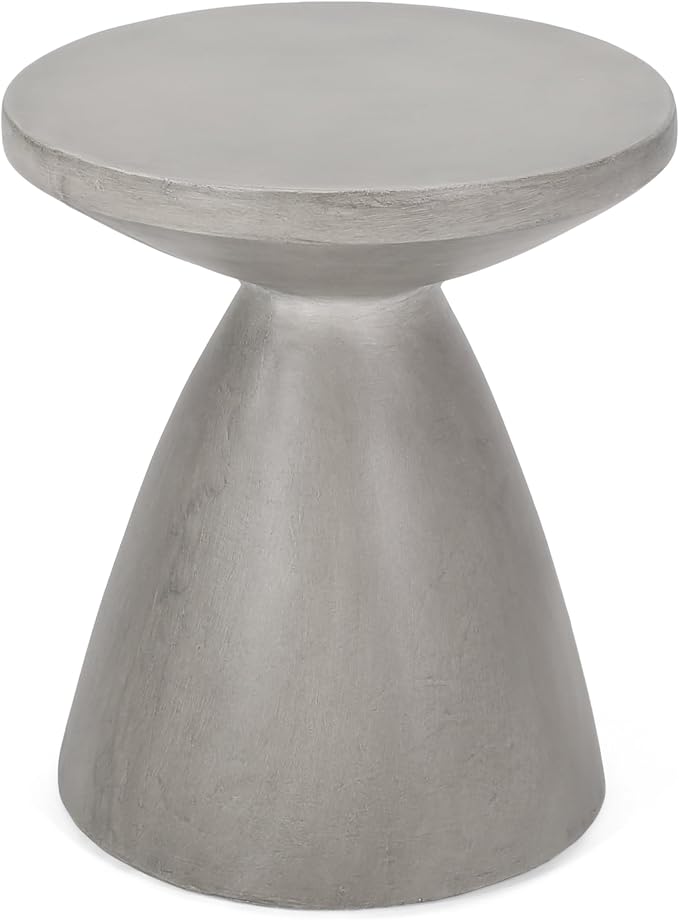 Patio Side Table, Lightweight Concrete, Light Grey
